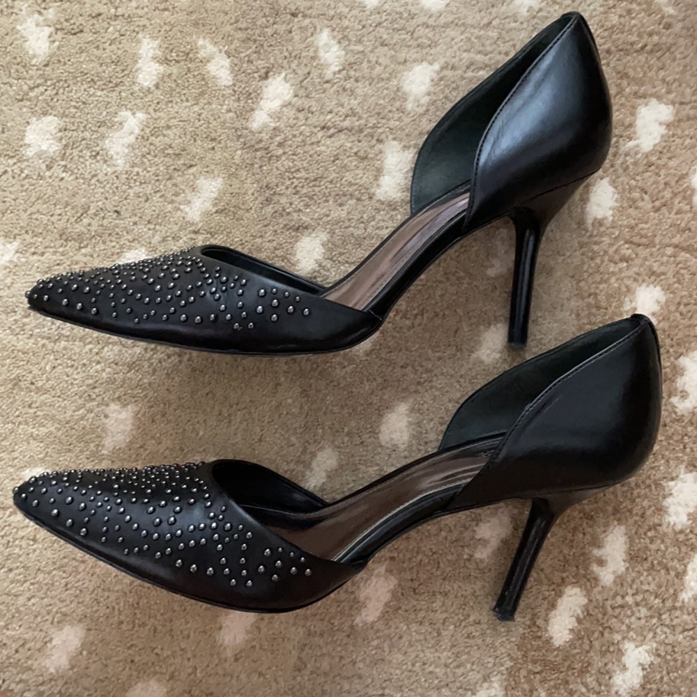 COACH black high heels with silver studs. Size 7